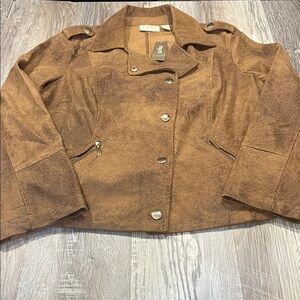 Chicos Brown Suede Women's Jacket New with tag Sizes medium